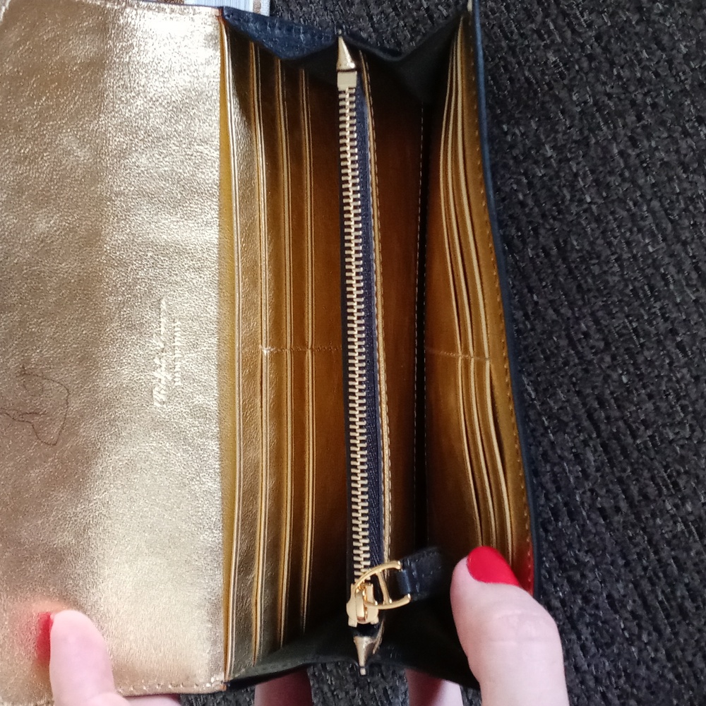 💛HTF Ralph Lauren💛 - Black/Gold Continental Wallet - Picture 10 of 14